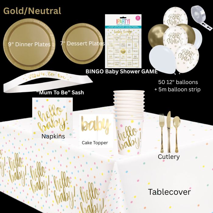 Gold & Neutral Baby Shower Party Kit