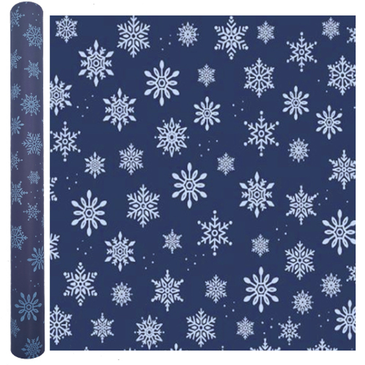 Dark Blue Snowflake Wrapping Paper - 50cm x 10m