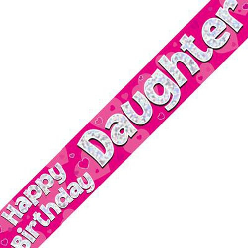 'Happy Birthday Daughter' Birthday Pink Banner - 2.7m
