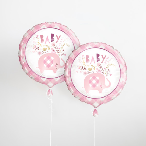Pink Floral Elephant Round Foil Balloon Baby Shower Balloon 18" 