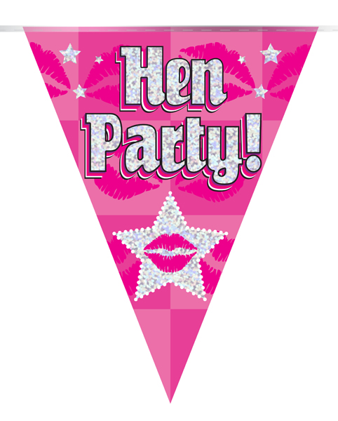 3.9m Hen Party Holographic Dot Bunting 11 flags