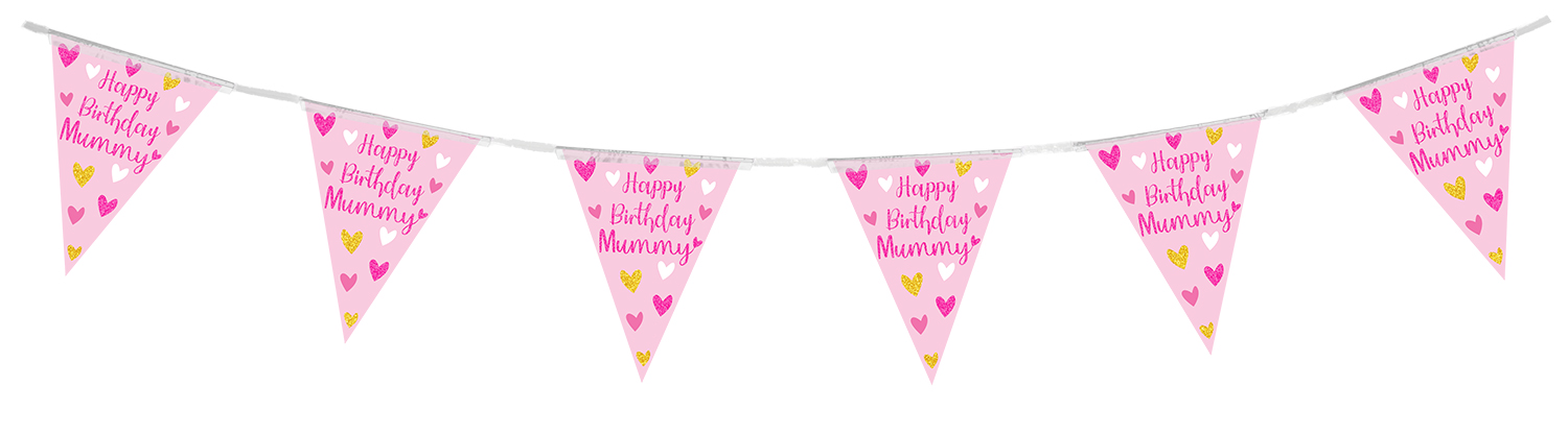 3.9m 'Happy Birthday Mummy' Holographic Party Bunting - 11 flags 