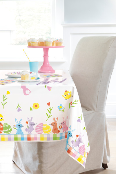 Colorful Gingham Easter Rectangular Plastic Table Cover 54in x 84in