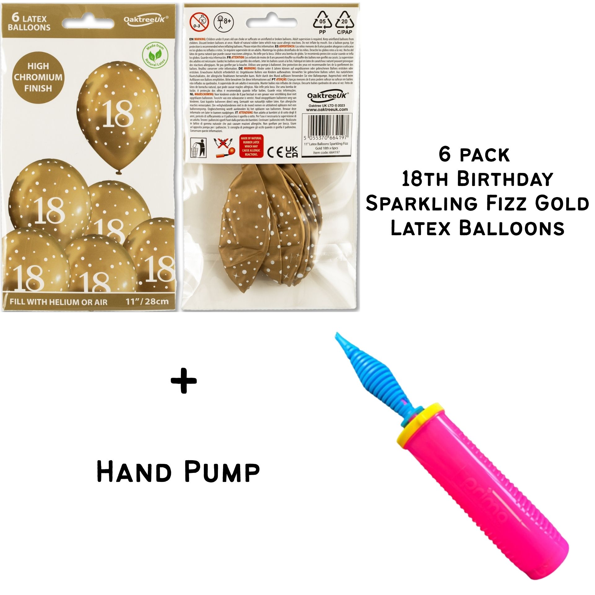 18th Birthday Sparkling Fizz Gold Latex Balloons