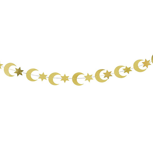 Moon & Stars Golden Paper Banner - 4m