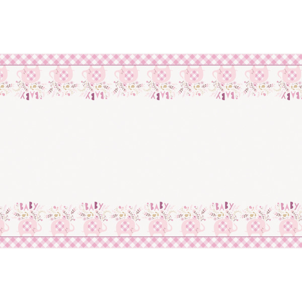 Pink Floral Elephant Plastic Table Cover 54"x84"