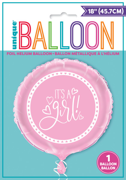 Pink Hearts Baby Shower Round Foil Balloon 18"