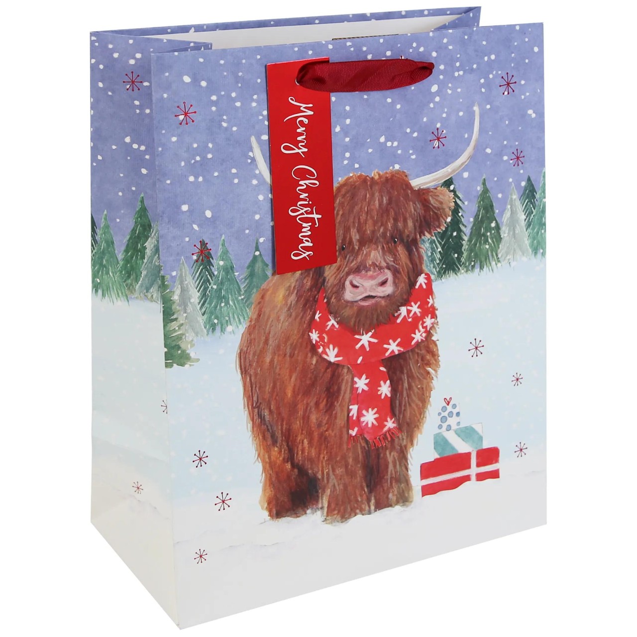 Highland Cow Christmas Large Gift Bag