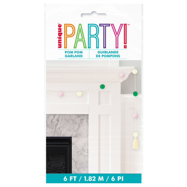 Spring Colors Pom Pom Garland with Tassels 6ft