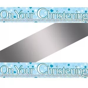 'On Your Christening' 9ft Holographic Banner