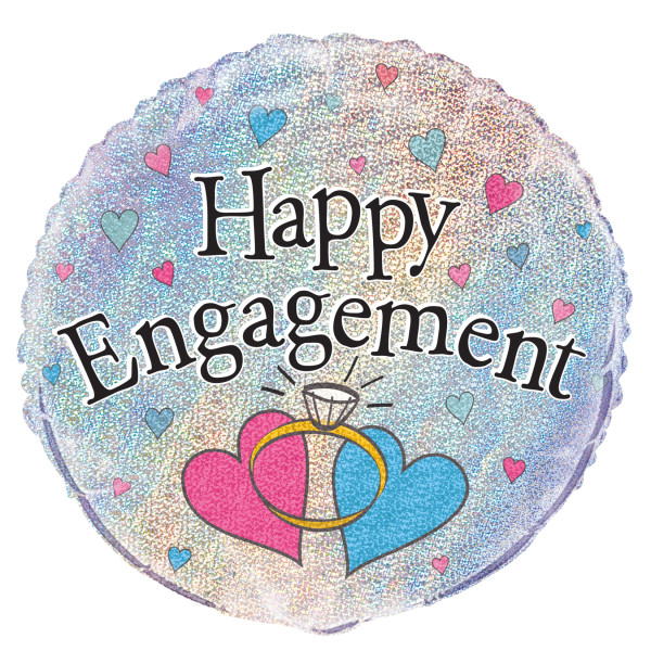 Happy Engagement Prism Round Foil Balloon 18 inch