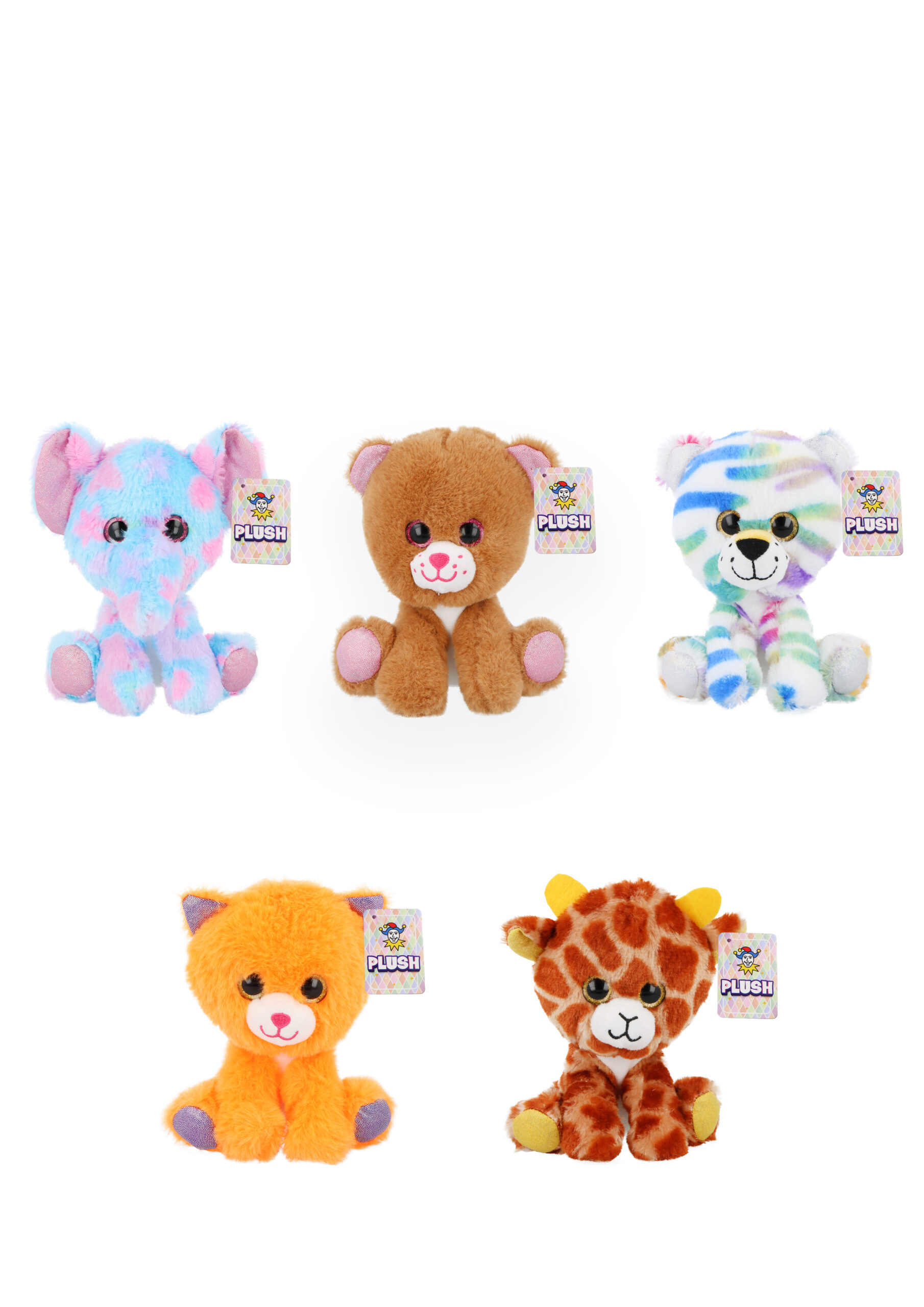 Multicolour Animal Plushies (6 in / 15 cm) - 5 Assorted Designs