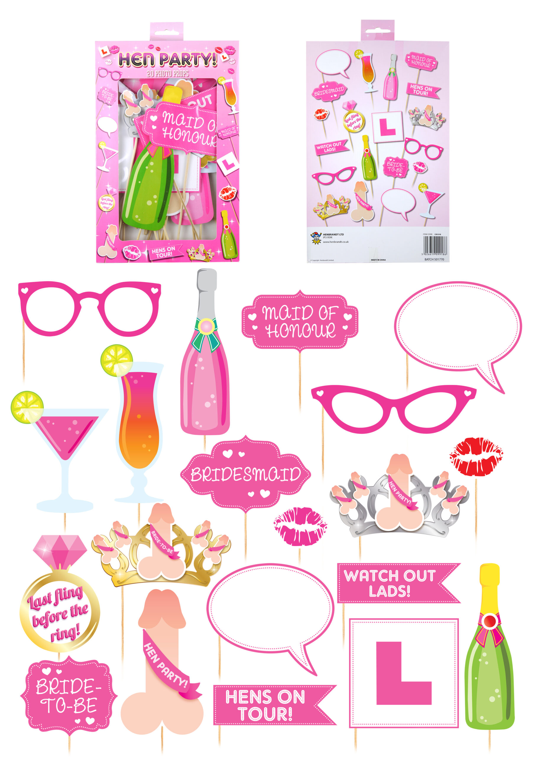 Hen Party Photo Booth Props Set (20 pack)