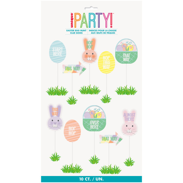 Pretty Easter Egg Hunt Assorted Clue Signs, 10ct