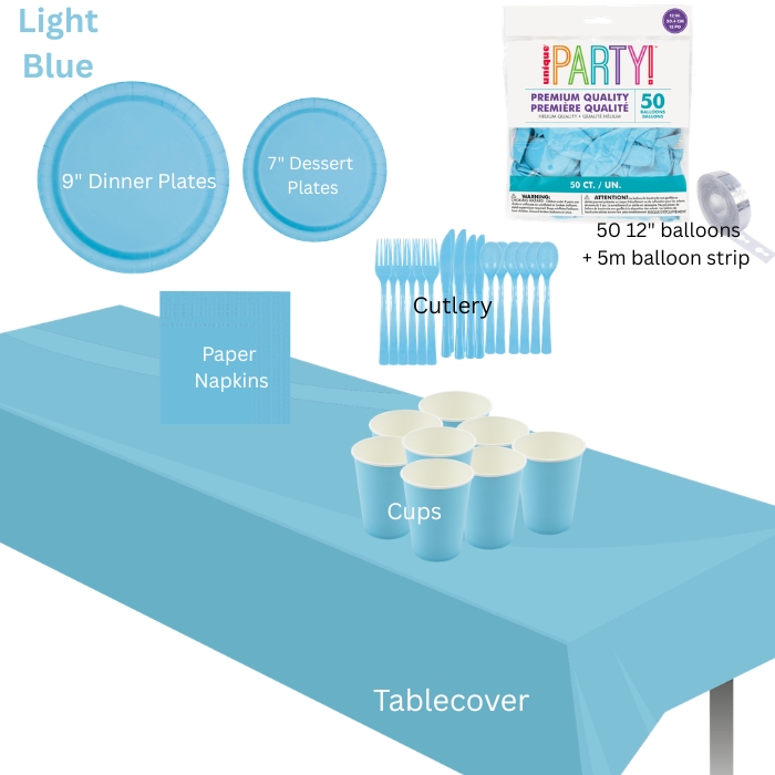 Light Blue Party Tableware Set