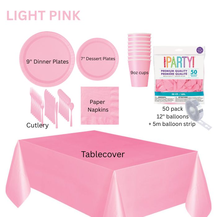 Light Pink Party Supplies Set