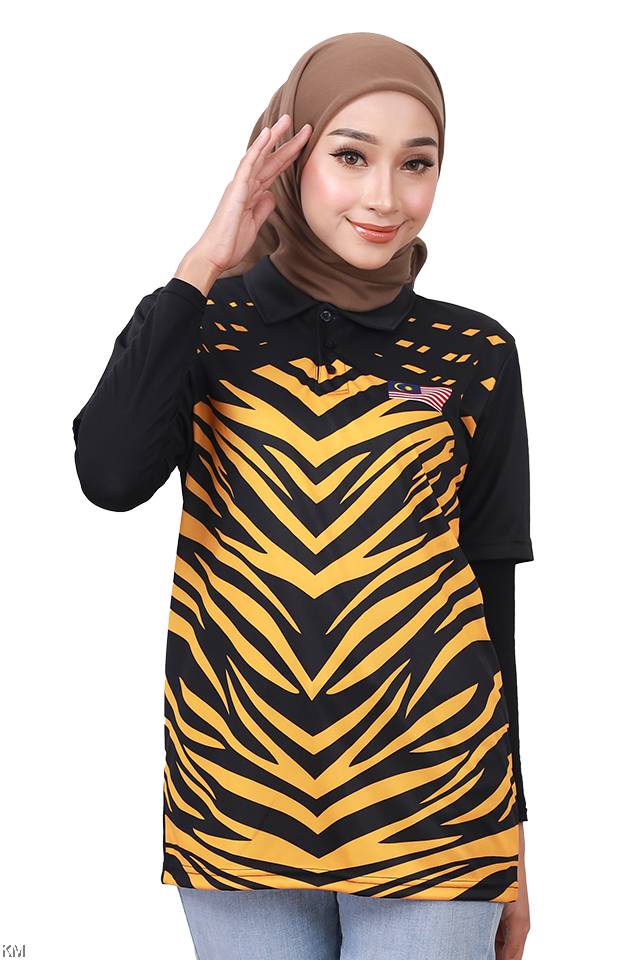 UNISEX MALAYSIA COLLAR PRINTED GRAPHIC JERSEY A [T5135]