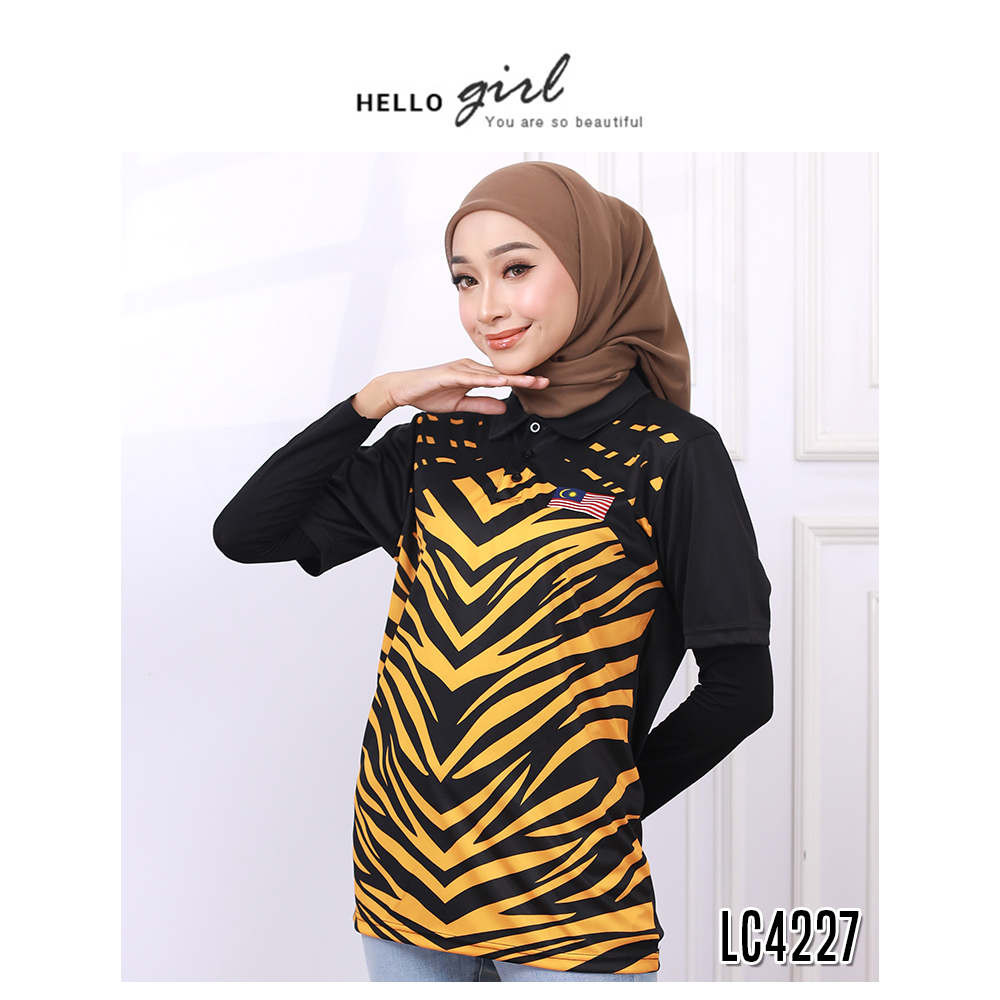 UNISEX MALAYSIA COLLAR PRINTED GRAPHIC JERSEY A [T5135]