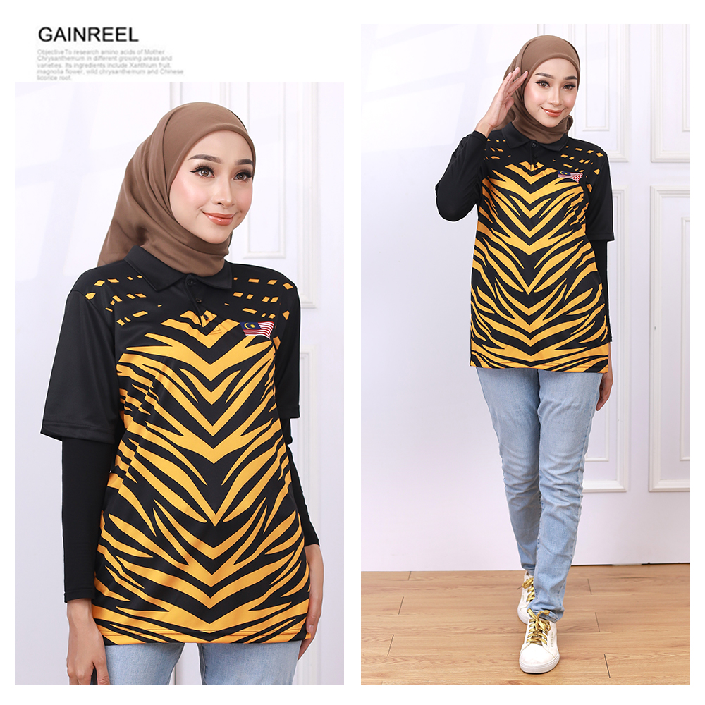UNISEX MALAYSIA COLLAR PRINTED GRAPHIC JERSEY A [T5135]