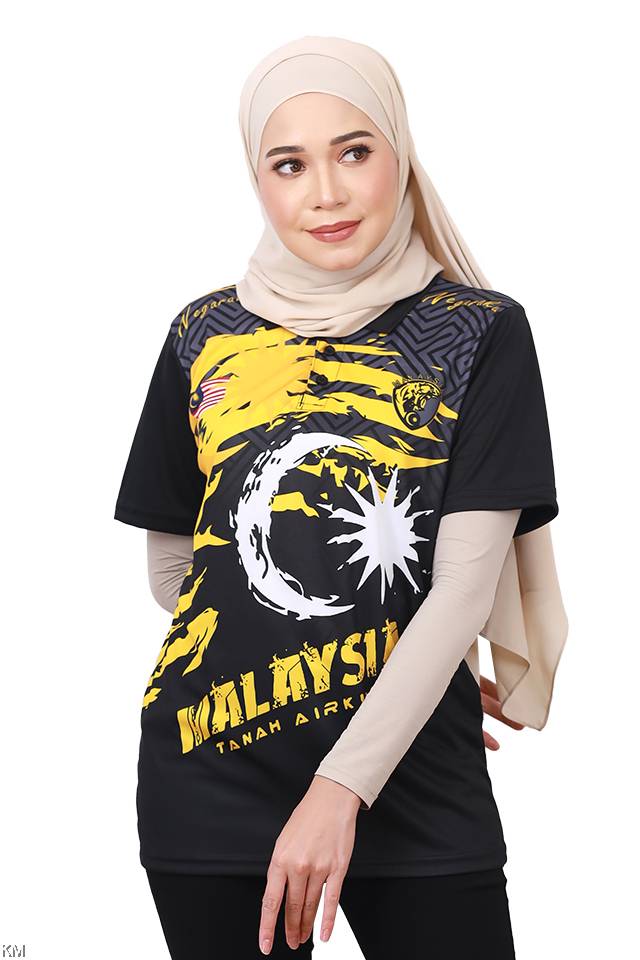 UNISEX MALAYSIA COLLAR PRINTED GRAPHIC JERSEY B [T5135]