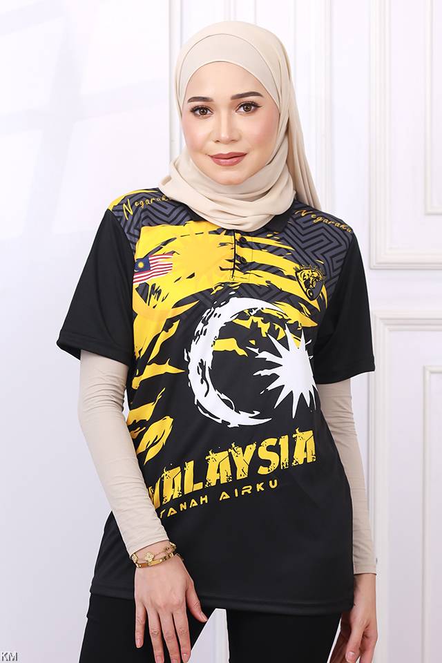 UNISEX MALAYSIA COLLAR PRINTED GRAPHIC JERSEY B [T5135]