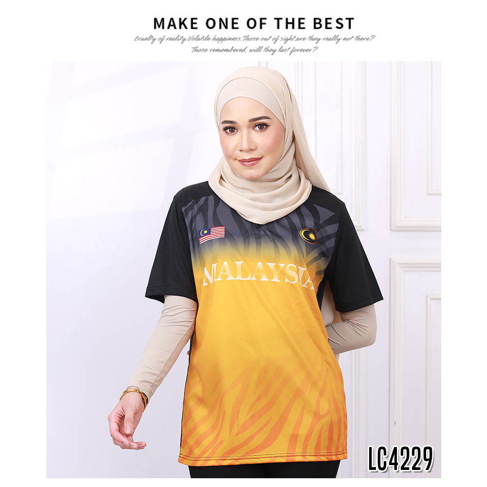 UNISEX MALAYSIA COLLAR PRINTED GRAPHIC JERSEY C [T5135]