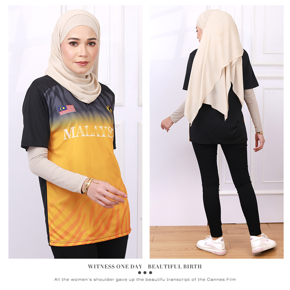 UNISEX MALAYSIA COLLAR PRINTED GRAPHIC JERSEY C [T5135]