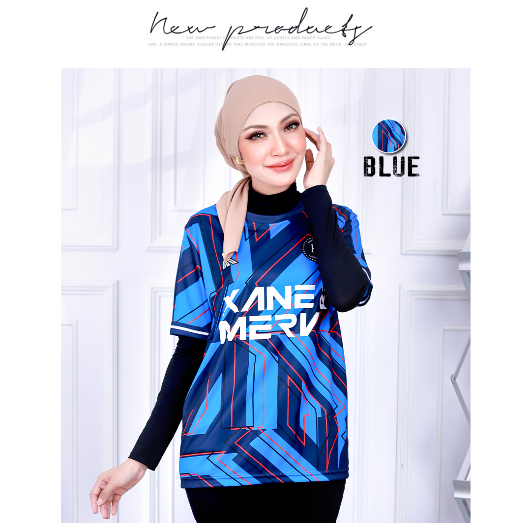 UNISEX JERSEY ROUND NECK SHORT SLEEVE SPORTS CLUB BLUE (T3923)