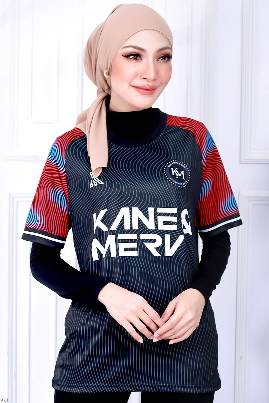 UNISEX JERSEY ROUND NECK SHORT SLEEVE SPORTS CLUB BLACK  [T3923]