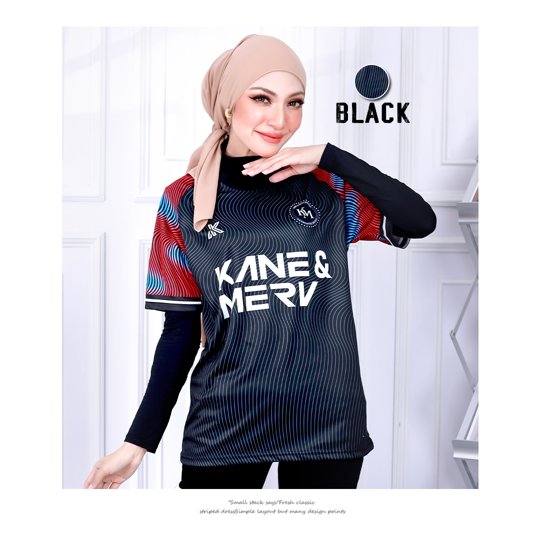 UNISEX JERSEY ROUND NECK SHORT SLEEVE SPORTS CLUB BLACK  [T3923]