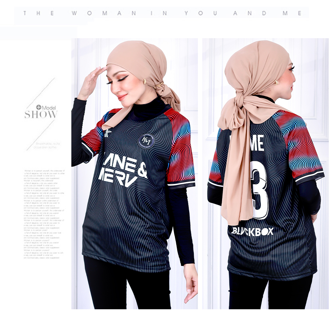 UNISEX JERSEY ROUND NECK SHORT SLEEVE SPORTS CLUB BLACK  [T3923]