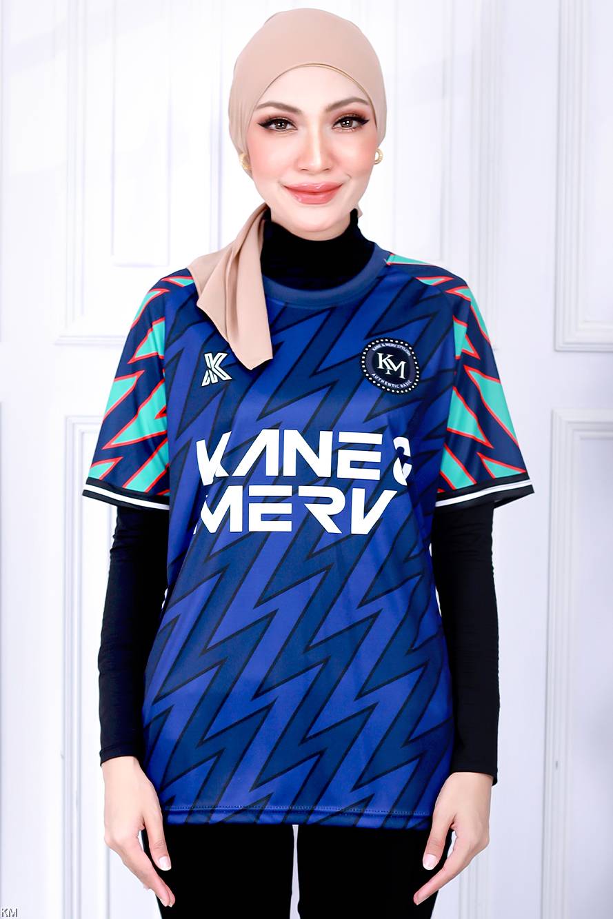 JERSEY ROUND NECK SHORT SLEEVE SPORTS CLUB  NAVY BLUE [T3923]