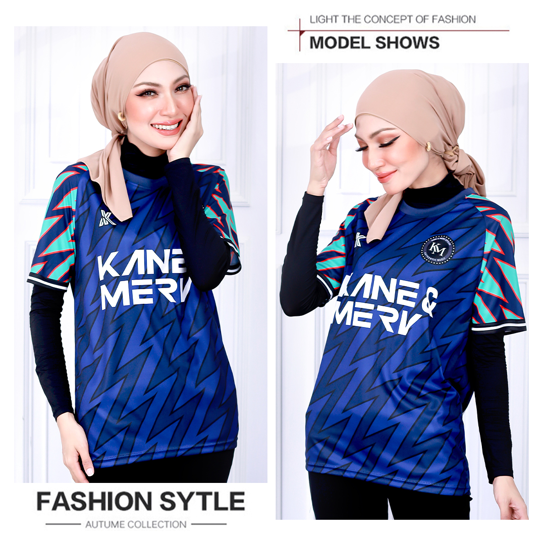 JERSEY ROUND NECK SHORT SLEEVE SPORTS CLUB  NAVY BLUE [T3923]