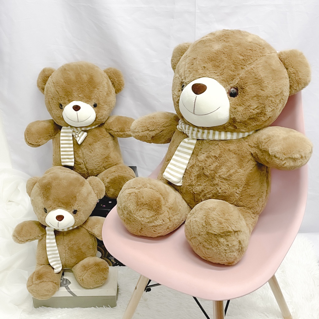 Teddy Bear Scarf Design 40/50/60cm Size Soft Cute Patung Bear Soft Clothing 100% Cotton