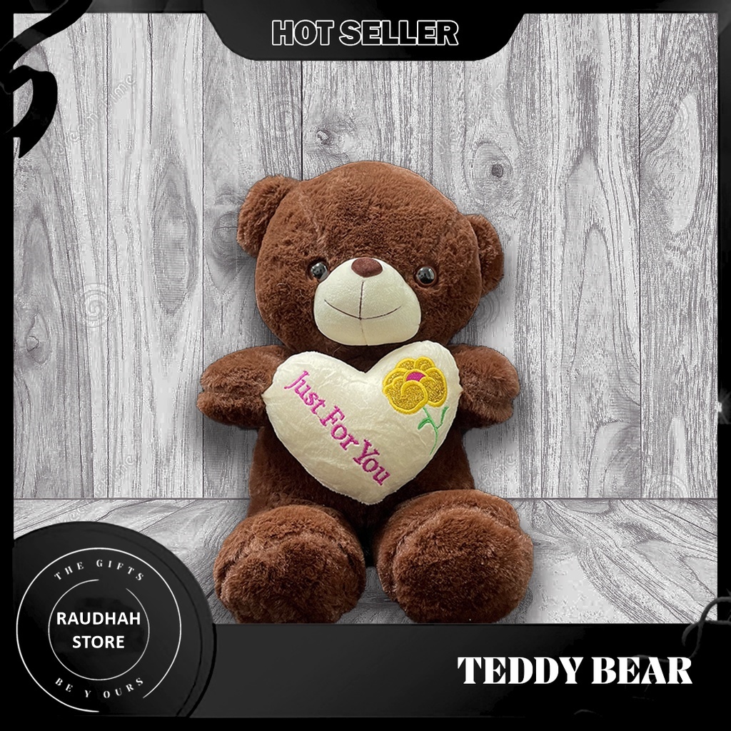 Cute Bear birthday Present Teddy Bear Dark Brown Love Pillow With Just For You