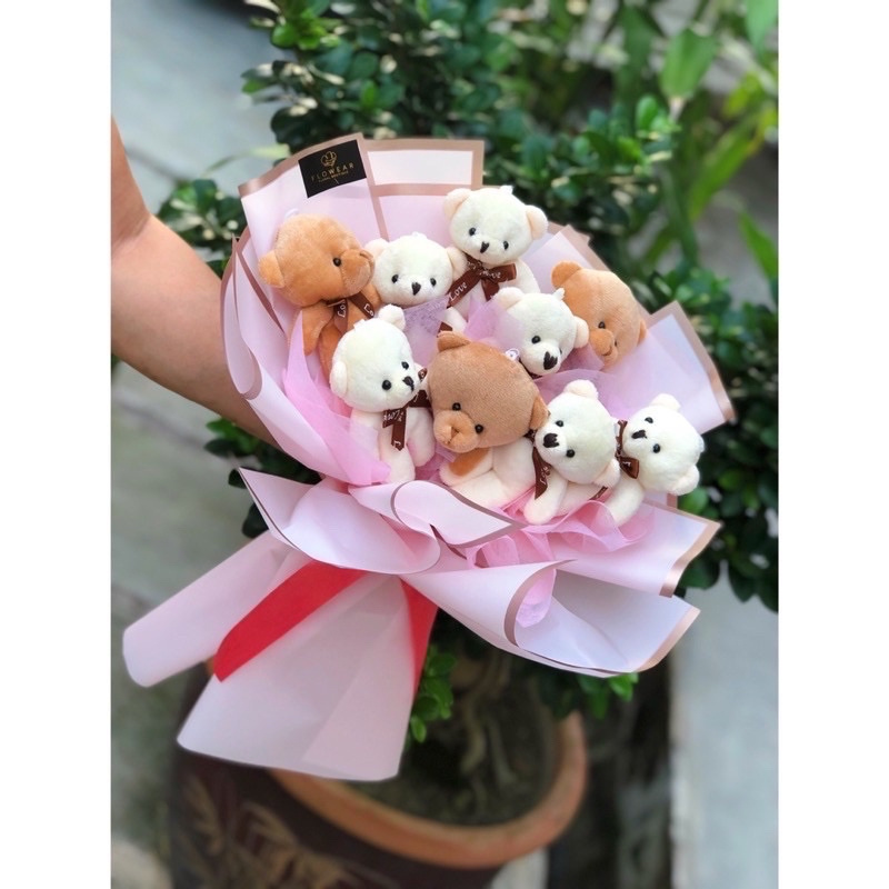 [Bouquet Bears]Teddy Bear Key Chain Love/ Ribbon