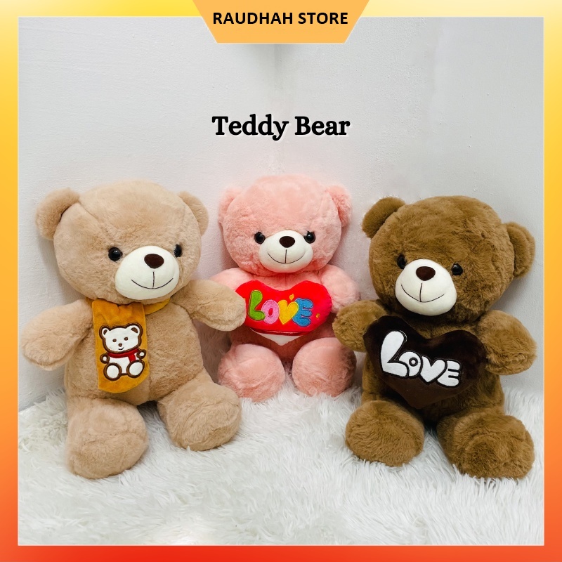 40cm Teddy Bear Pink Love Pillow Soft Cute 100% cotton Filling Stuffed Toys Gift Pack Present Use
