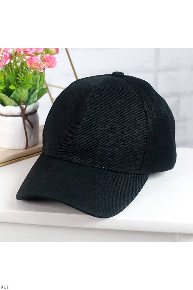 Unisex Men Women Adult Bold Black Baseball Cap [M1797]