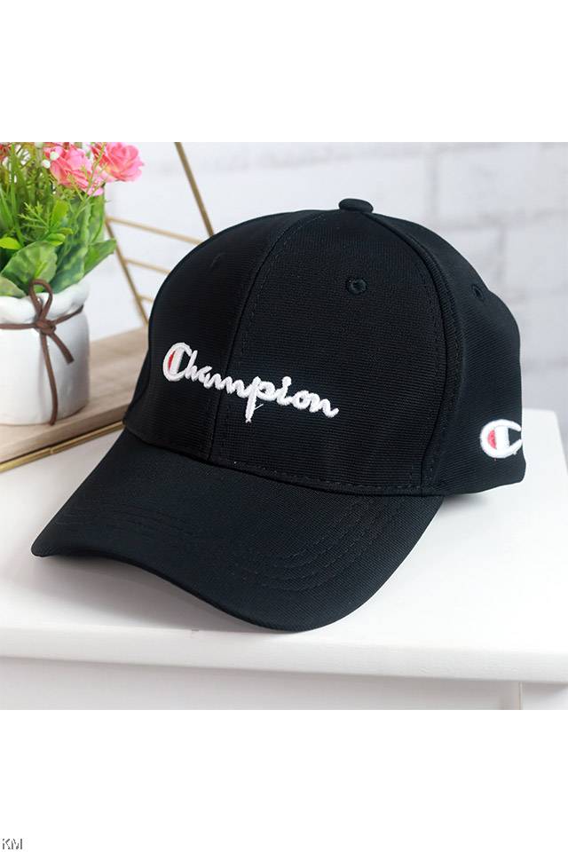 Unisex Men Women Adult Black Champion Baseball Cap [M1797]