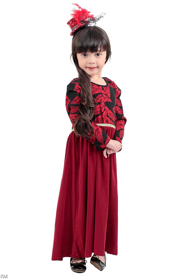 Kids Printed Maxi Dress Red [M11519/M11520]