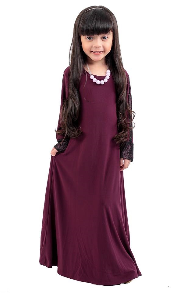 Kids Luxe Jubah Muslimah Maroon [M8345]