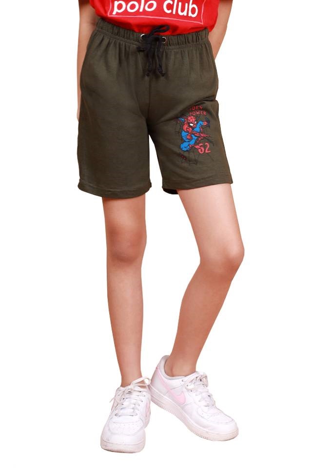 Kids Unisex Spider Man Spidey Power Shorts Pants Army Green - [P6432]