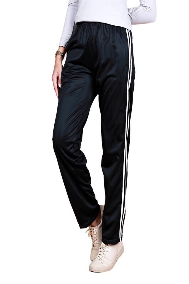 Kids & Adults Plus Size Jogger Line Sport Pants Black [P16290]