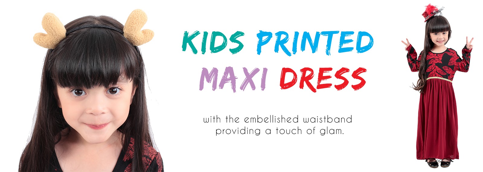 Kids Printed Maxi Dress Brown [M11519/M11520]