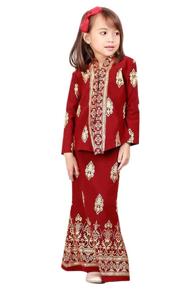 Afrin Kids Songket Modern Kebaya Set Maroon [K19913]