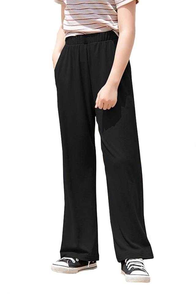 Kids Elastic Solid Long Pants Black [P31154]