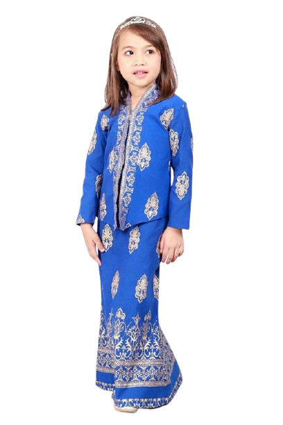 Afrin Kids Songket Modern Kebaya Set Royal Blue [K19913]