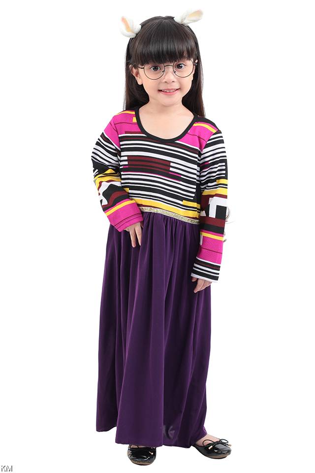 Kids Printed Maxi Dress Purple [M11519/M11520]