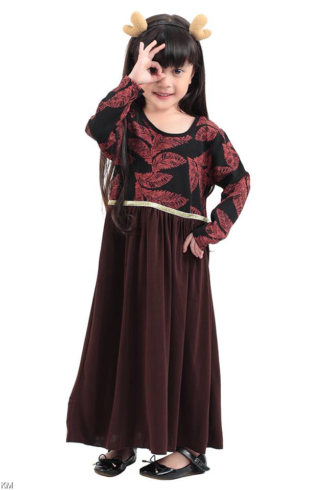 Kids Printed Maxi Dress Brown [M11519/M11520]