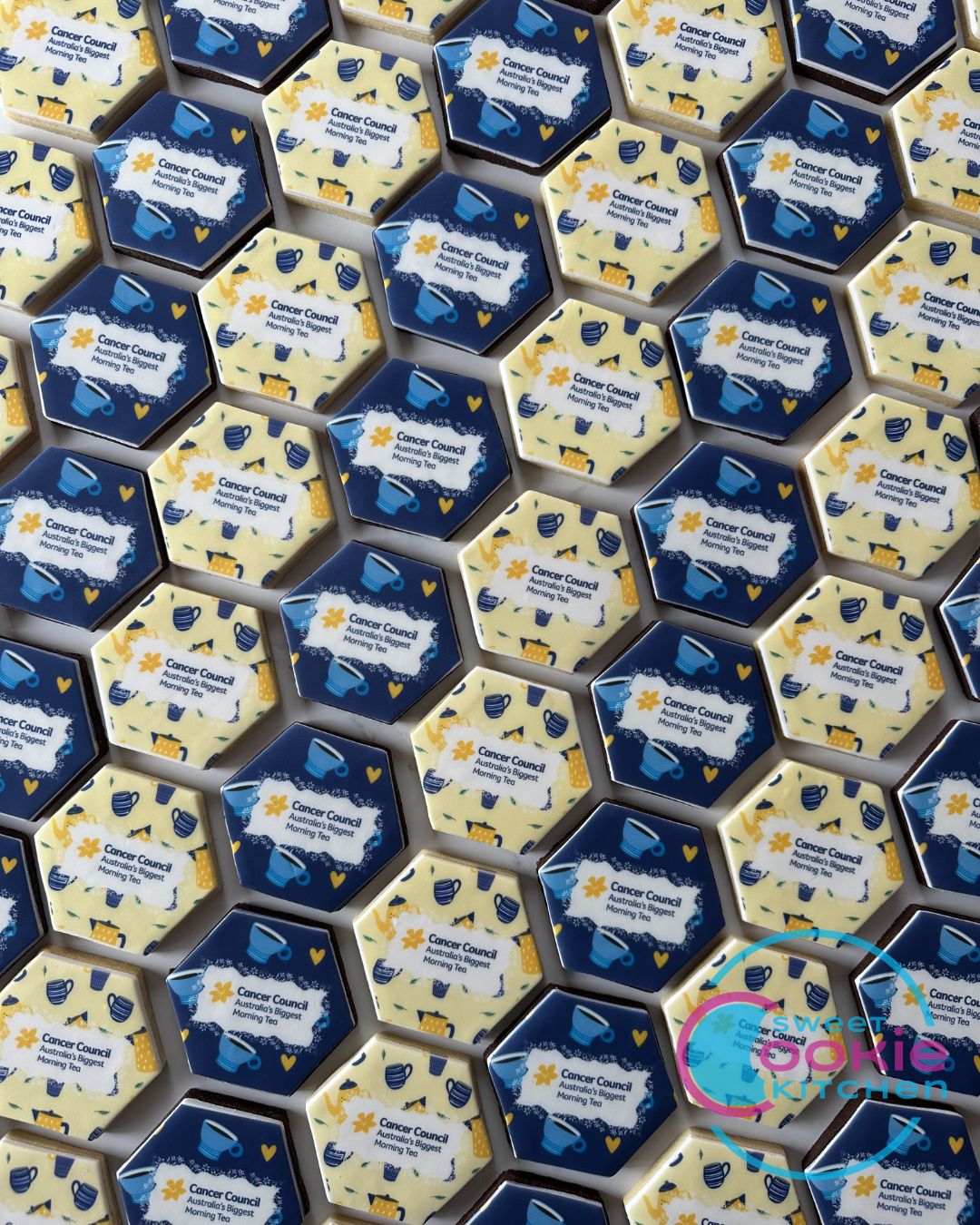 Hexagon Biggest Morning Tea Cookies: Cancer Council logo